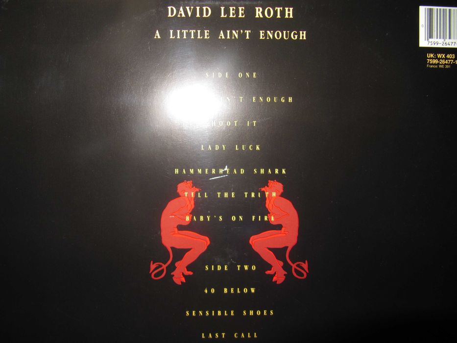 Платівка DAVID LEE ROTH -A Little Ain't Enough- 1991 *Оригінал (NM/NM)