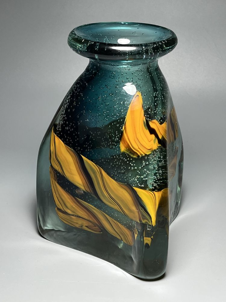 КРАСОТА! Интерьерная ваза пулегозо многослойное цветное стекло СССР