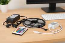 Світлодіодна стрічка RGB 5050 5м з пультом, LED-стрічка IP65 60 діодів