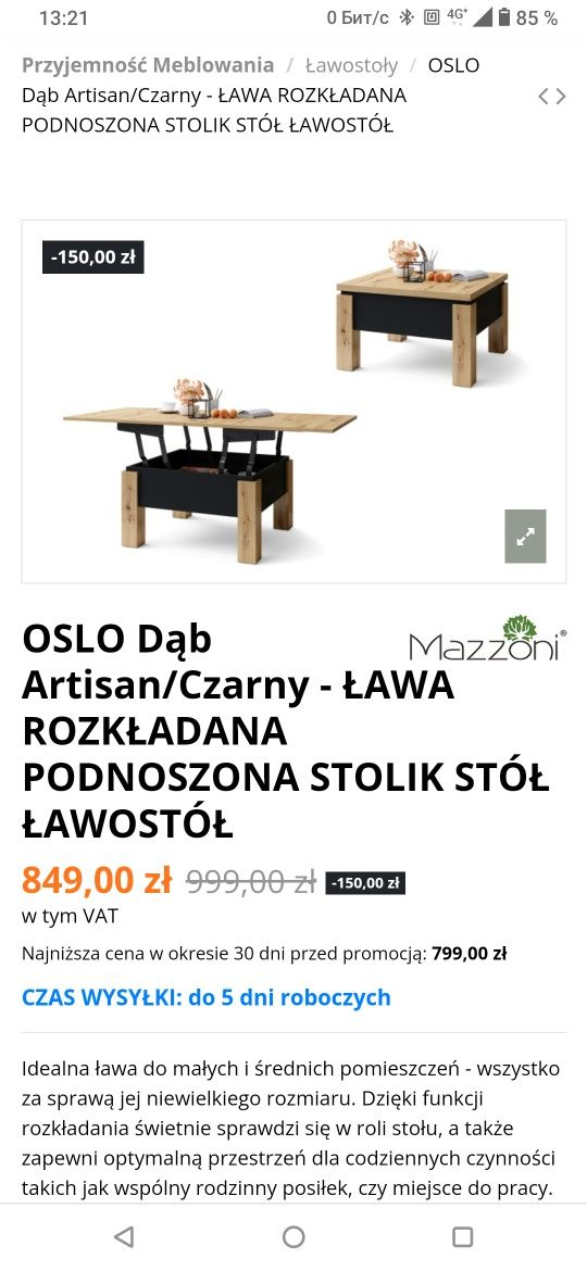 Stół transformer rozkładany