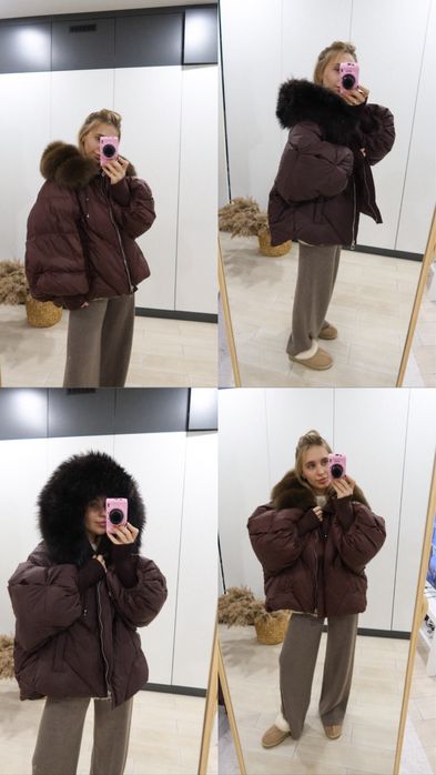 Пуховик шоколад, на М/Л, качиний пух!