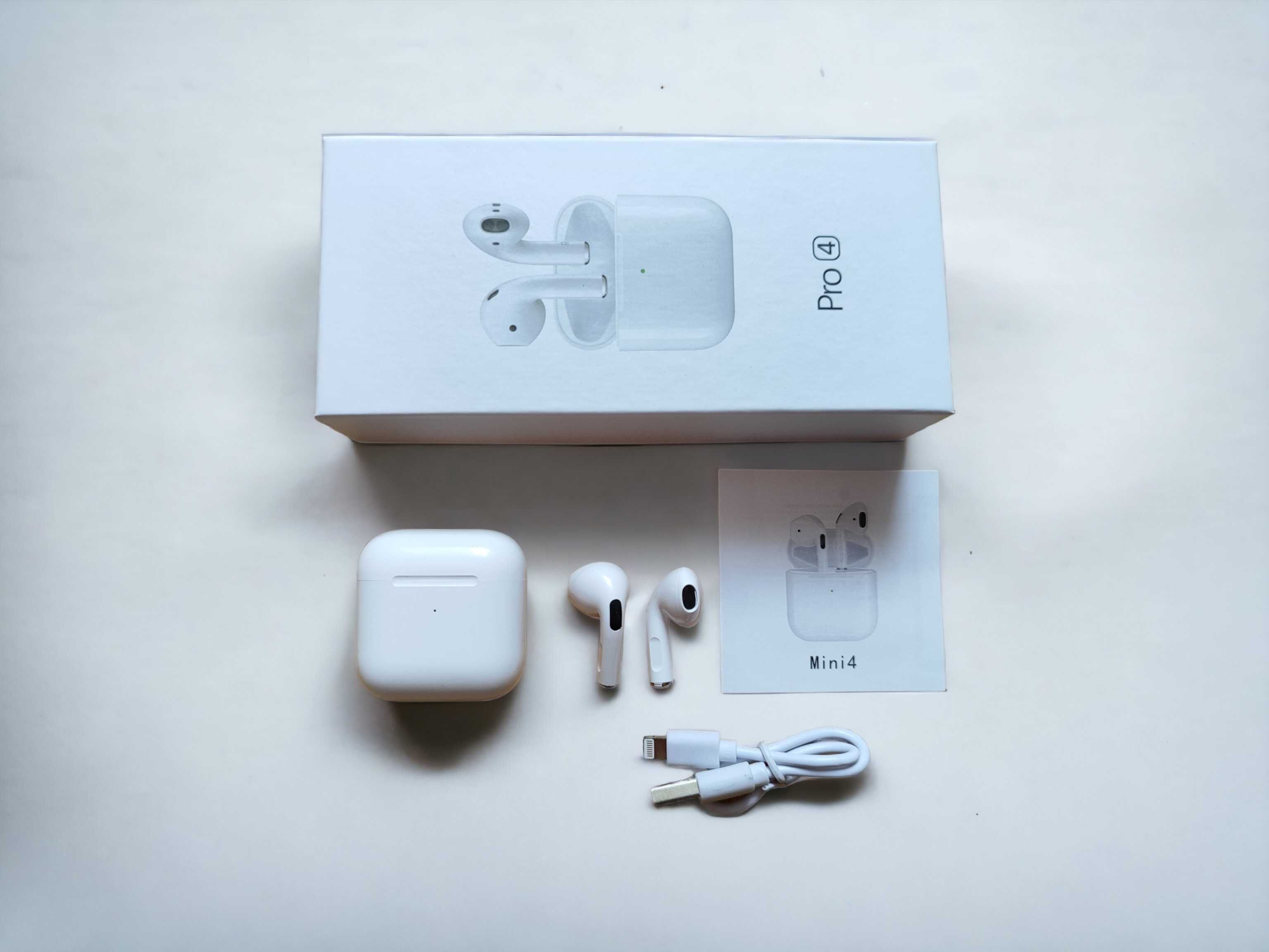 Бездротові навушники Airpods Pro 4 mini білі сенсорні
