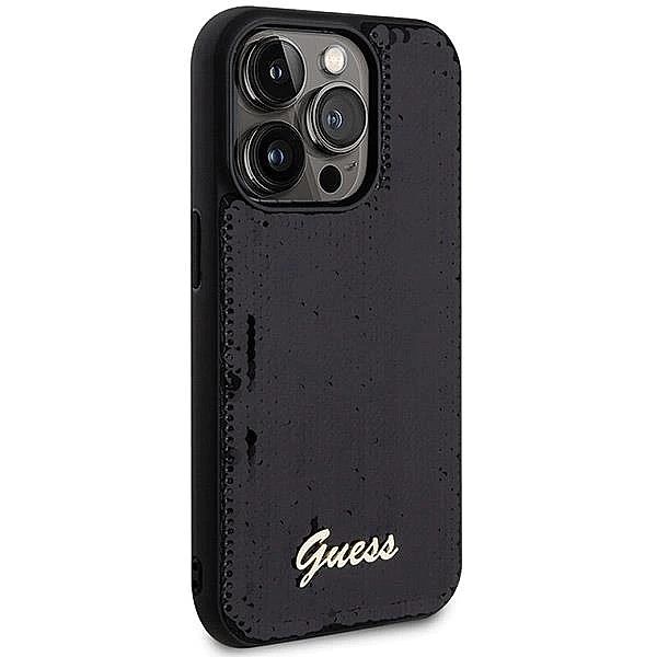 Etui Guess Sequin Script Metal na iPhone 13 Pro Max - czarne