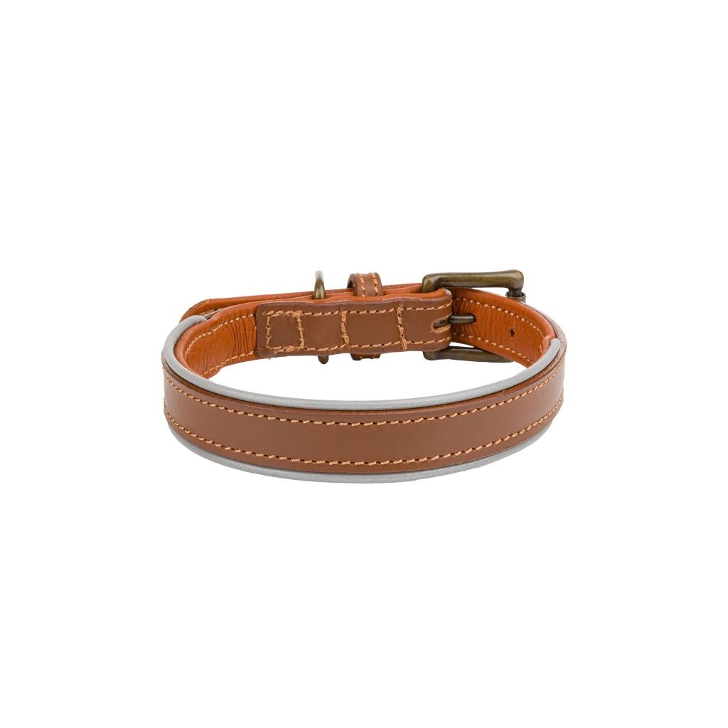 Obroża skórzana, L: 53-63 cm/30 mm, ciemny beż