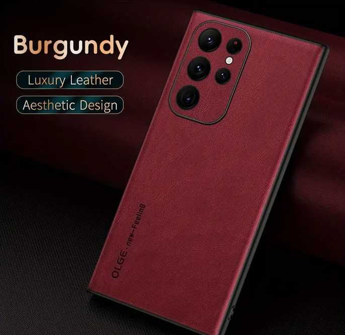 Capa Samsung S22 ULTRA , Couro Sintético de Luxo, Bordô