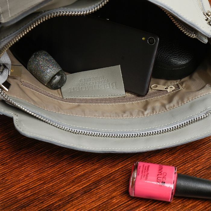 Belitimore torebka z paskiem skórzana sztywna 1 komora pasek szara