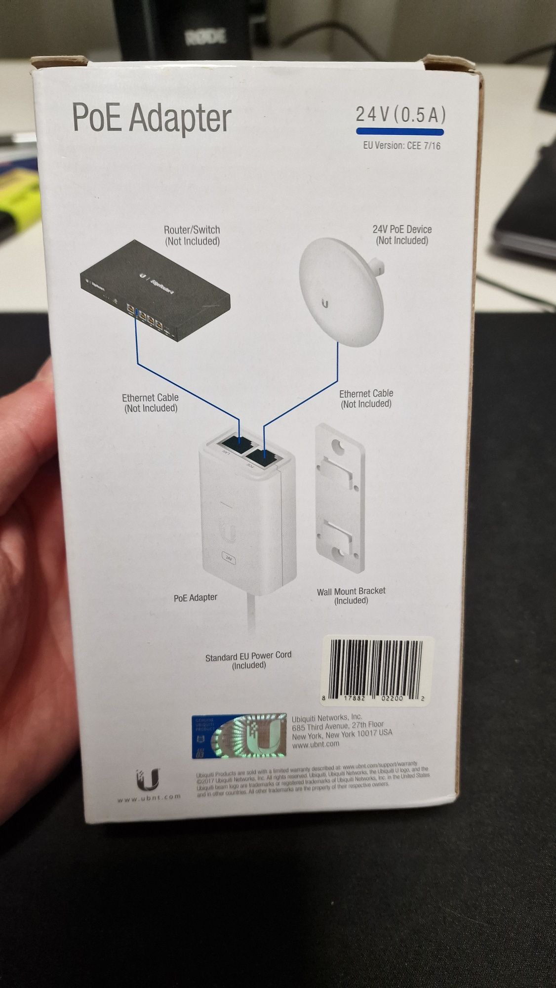 Ubiquiti Adaptador PoE 24V (0,5A) (NOVO)