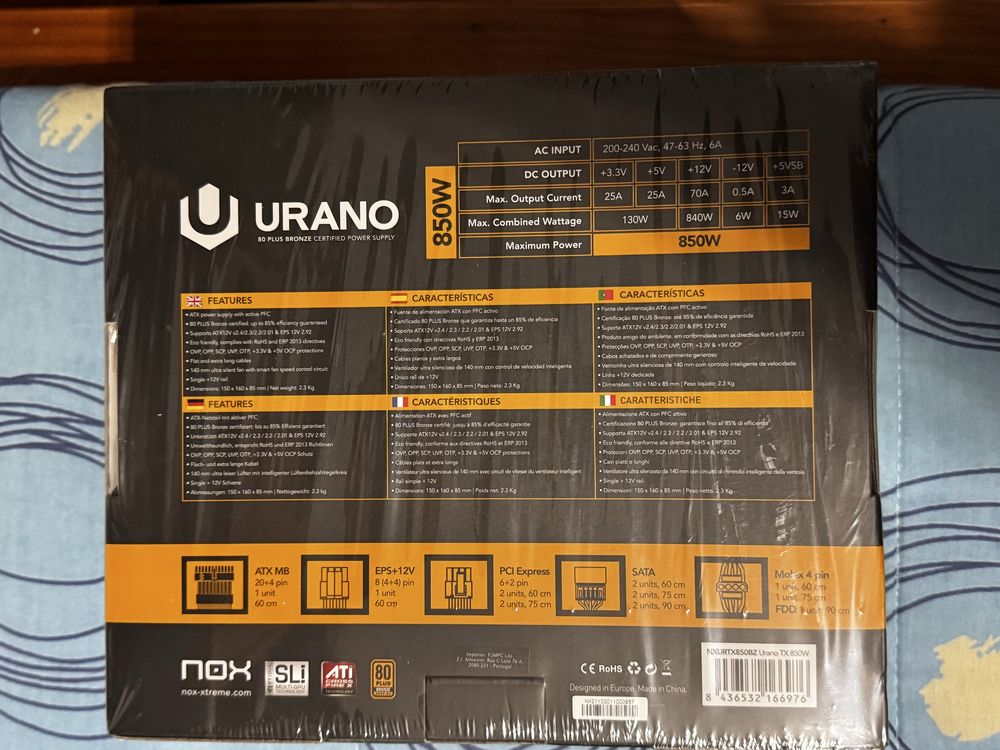 Fonte alimentacao torre urano TX 850w nova selada comprada pc diga