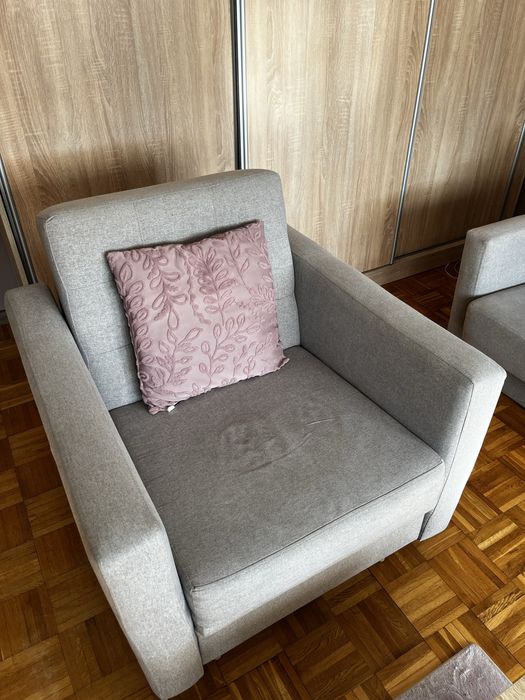 Komplet wypoczynkowy z funkcją spania + 2 fotele jasno szare