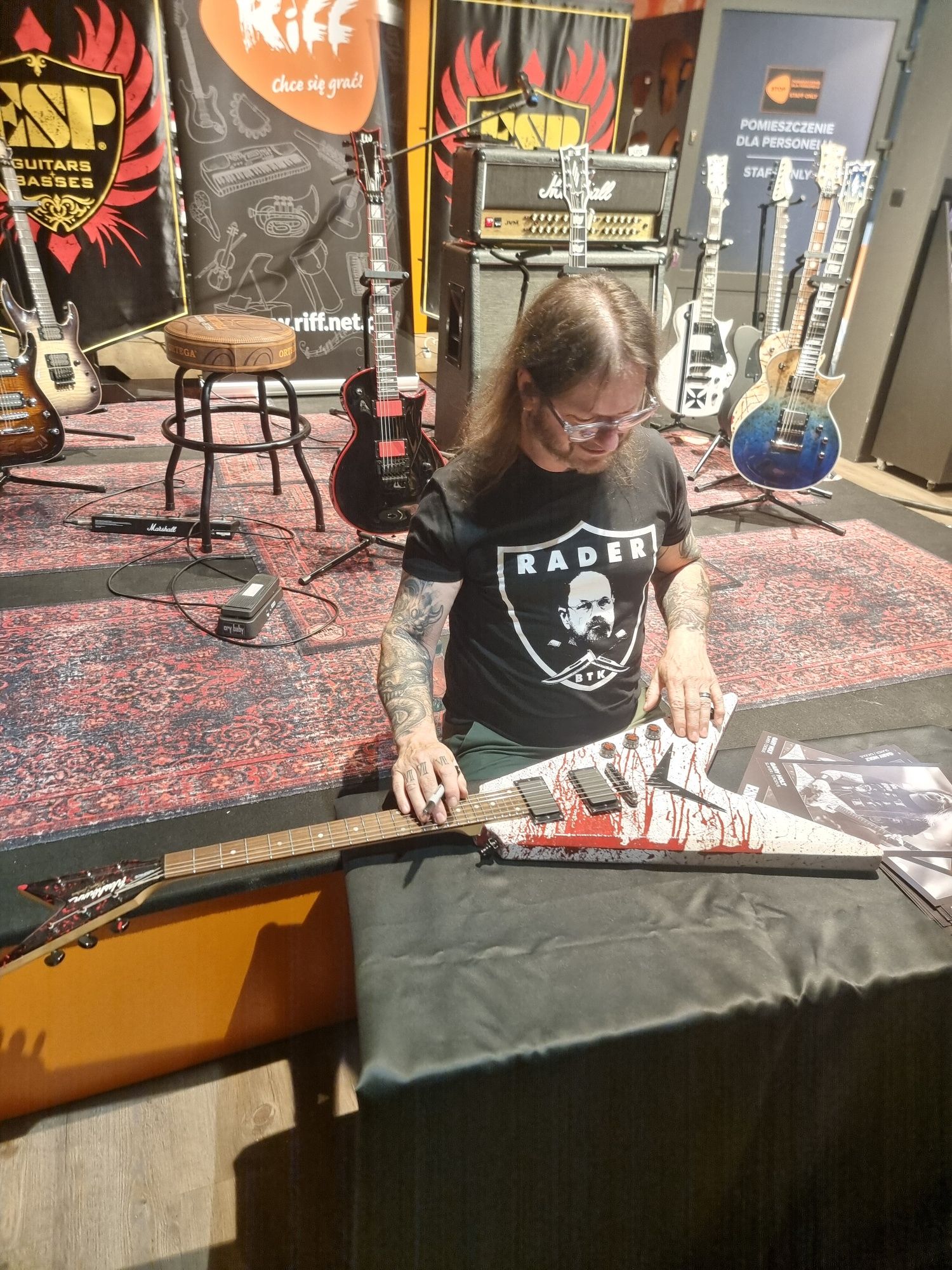 Washburn V Gary Holt signed autograf Custom Belfegor Blood Splatter