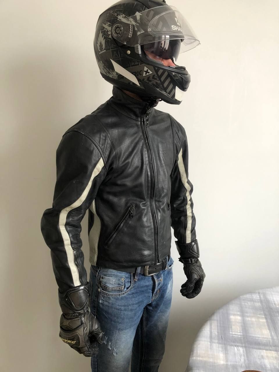 Шкіряна мотокуртка Dainese з захистом чоловіча жіноча унісекс