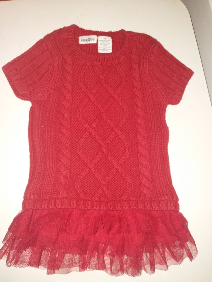 Tunika sukieneczka czerwona sweterków tiul rozmiar 98 cm