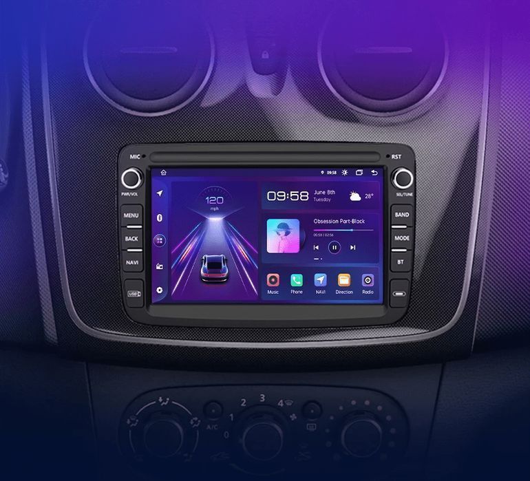 Radio Android V1 Plus 4GB 64GB do Renault Duster, Sandero, Captur
