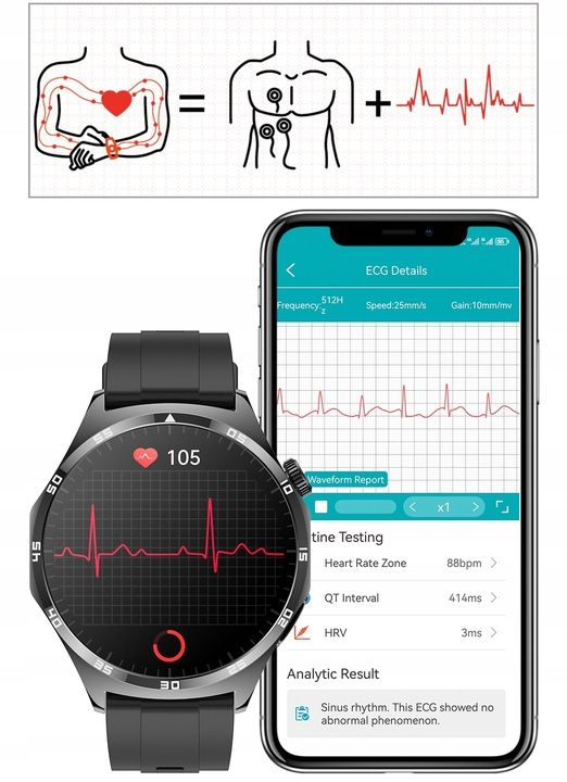 Smartwatch Zegarek Męski Z Ekg Pomiar Cukru Puls Ciśnienie Rozmowy Men