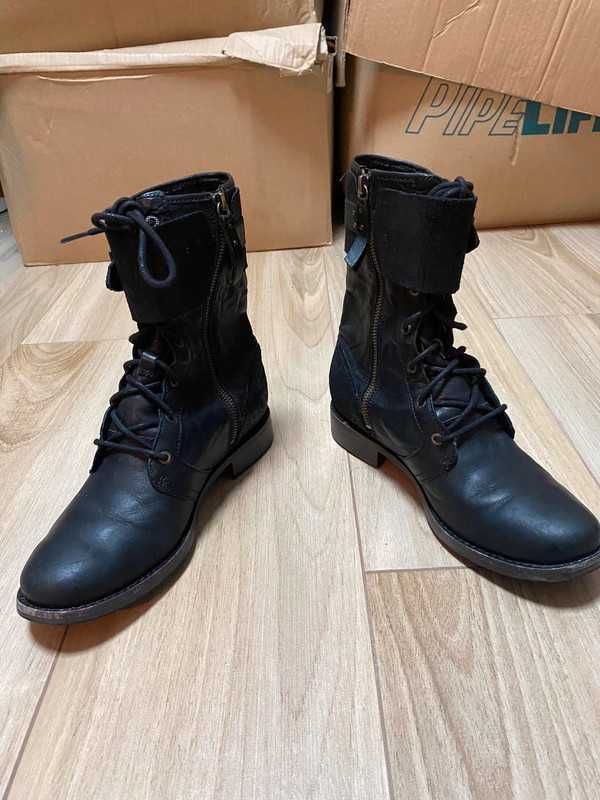 Damskie czarne skórzane buty UGG