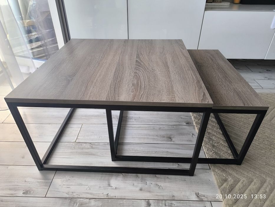 Stolik kawowy podwójny industrialny