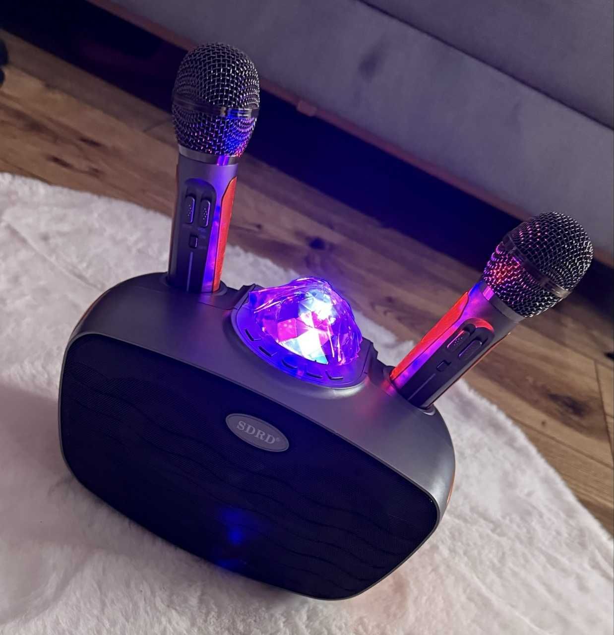 Karaoke Zestaw Bezprzewodowy 2 Mikrofony Bluetooth Głośnik