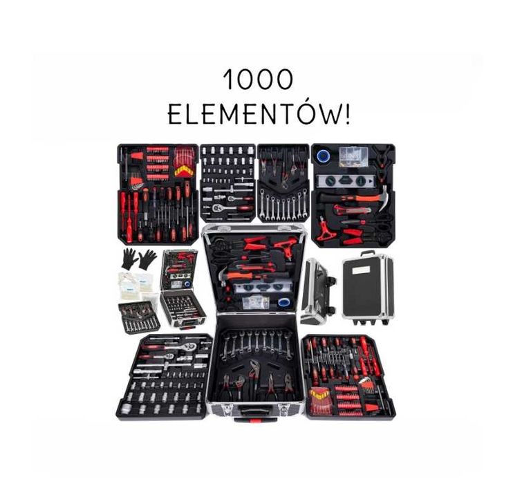 Zestaw Narzędzi 1000 el. z Walizką  Kompletny Zestaw *DARMOWA DOSTAWA*