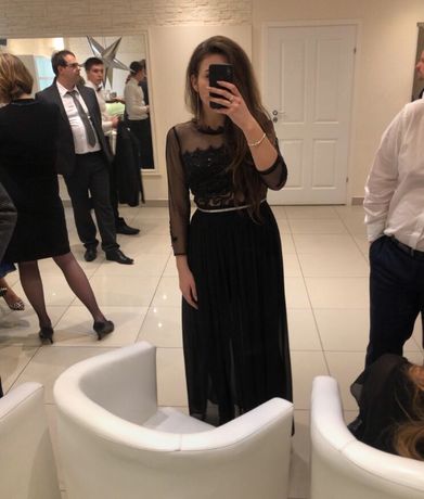 Sukienka długa czarna suknia studniówka