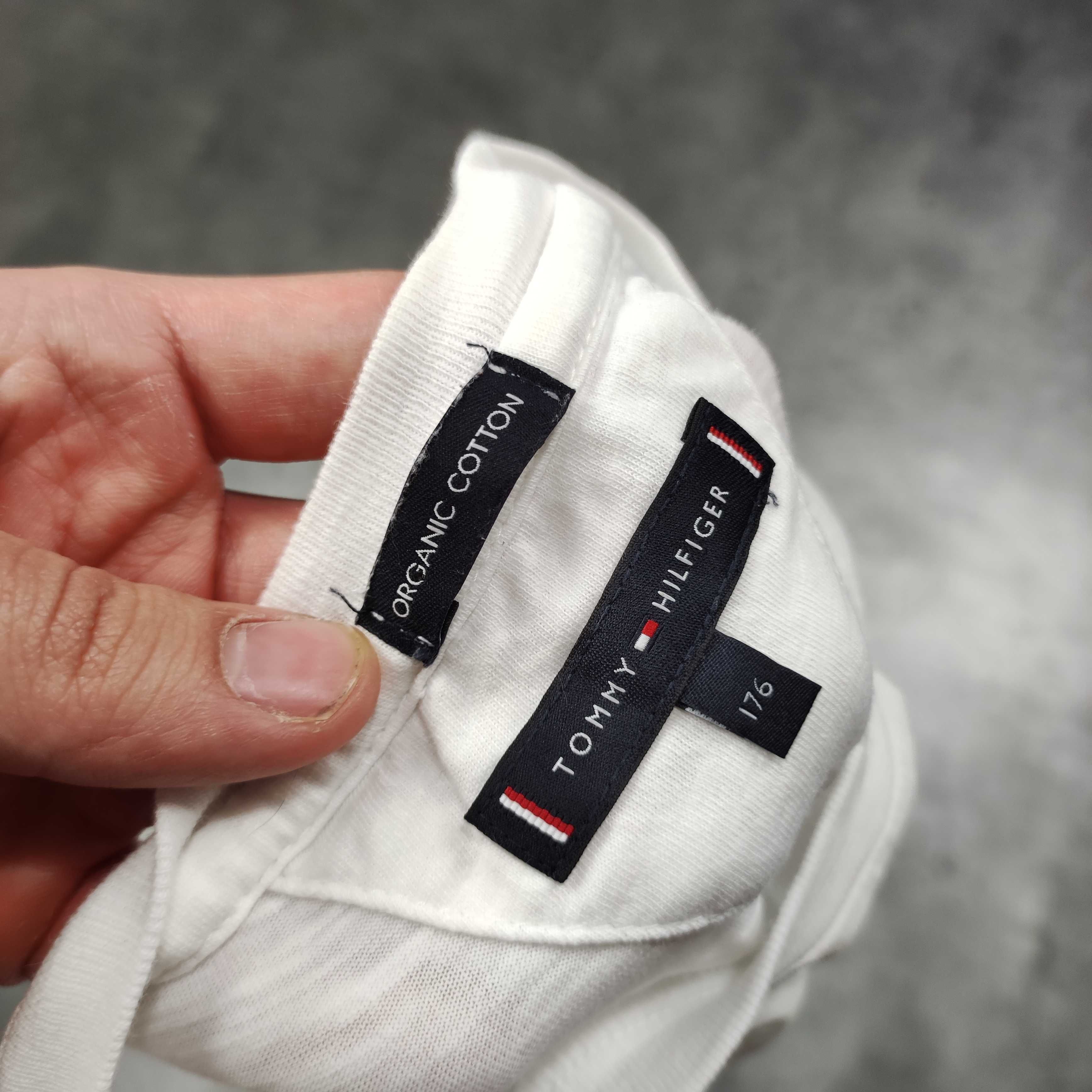 MĘSKA PREMIUM Koszulka Bawełna Lekka Duże Logo Biała Tommy Hilfiger