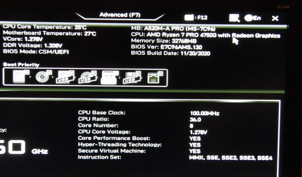 AM4 MSI A520M -A PRO б/в