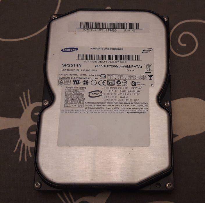 Dysk twardy Samsung SP2514N 250GB 7200rpm 8MB PATA sprawny