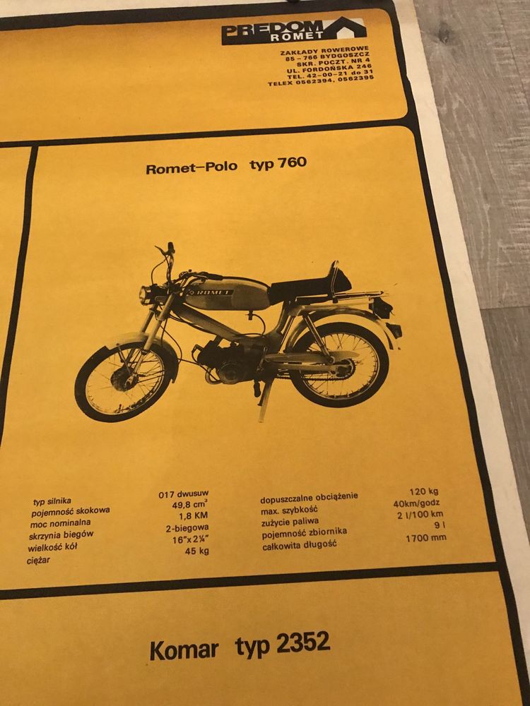 Romet motocykle motorower plakat prl Polmozbyt