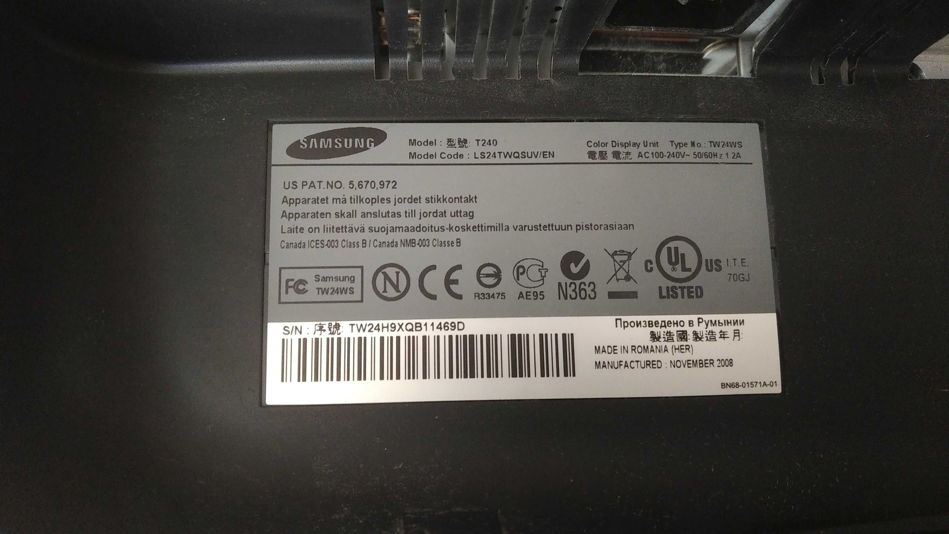 Monitor Samsung SyncMaster T 240