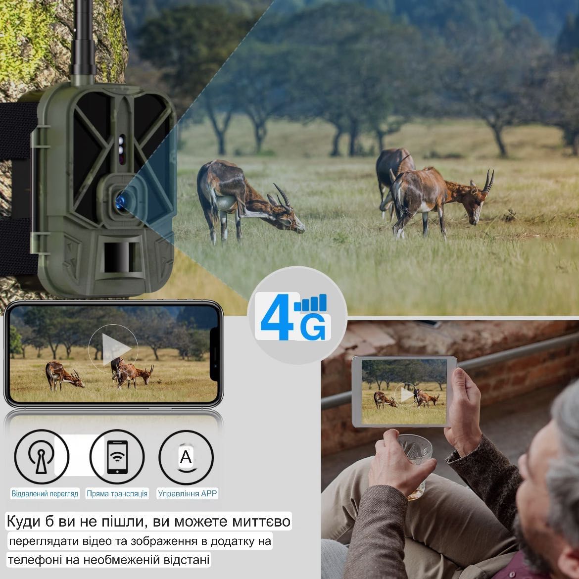 Вулична 30Мр фотопастка на сім-карті 4G Suntek з акумулятором