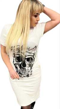 Sukienka Philipp Plein cyrkonie Skull biała roz.M,XL