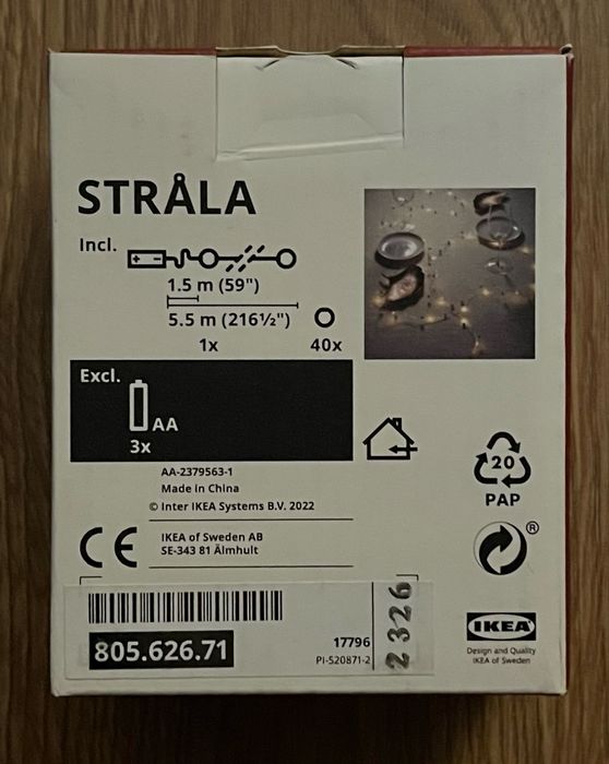 STRALA LED - owy łańcuch na baterie