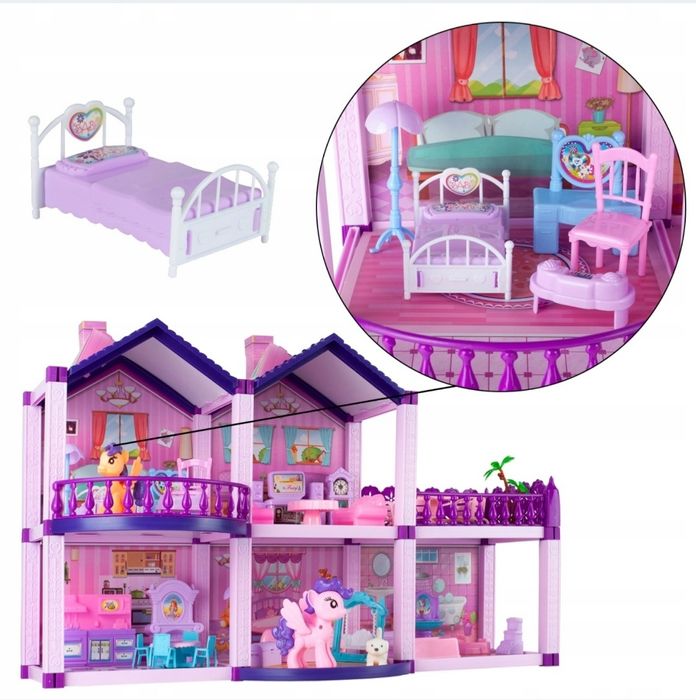 Domek Dla Lalek Kucyków Villa Koniki Pies Mebelki Kucyki Dla Dzieci