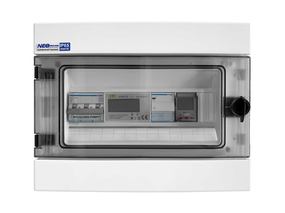Rozdzielnica hermetyczna do zabezpieczenia pompy ciepła z licznikiem