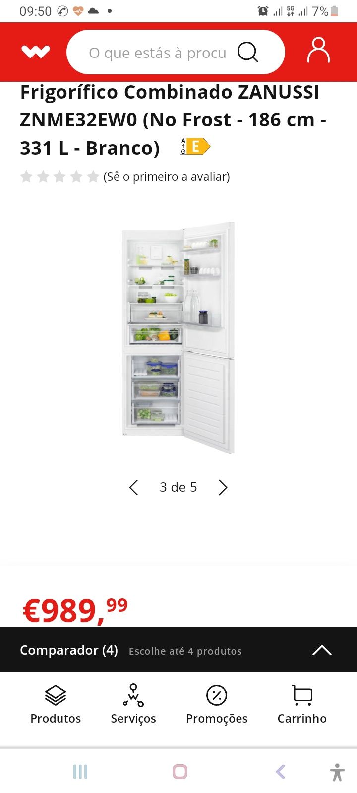 Frigorífico Combinado Zanussi (novo)