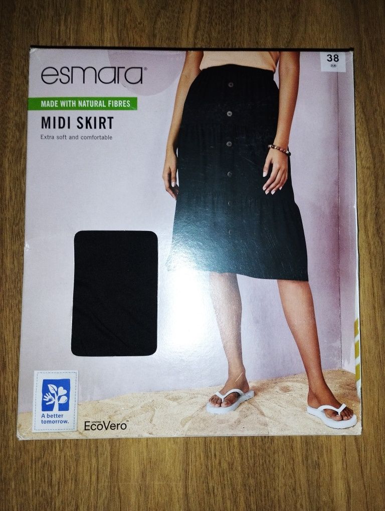 Esmara nowa czarna spódnica midi M 38 rozkloszowana