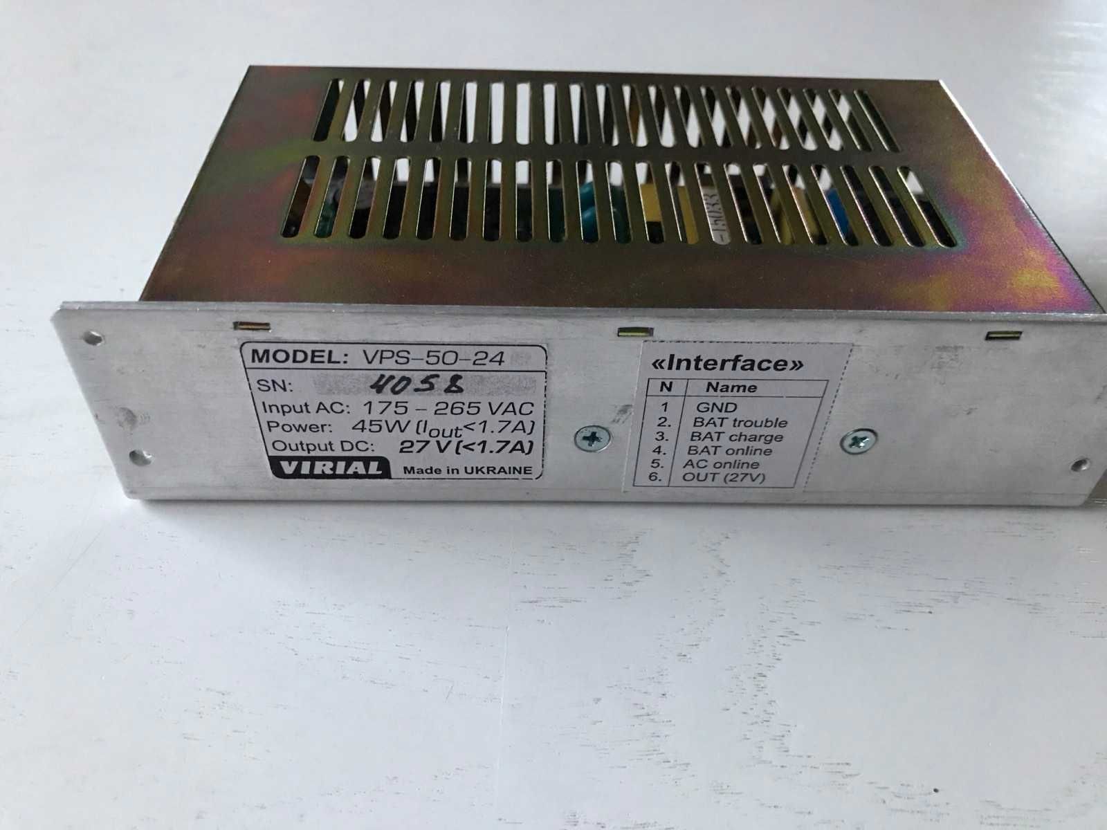 ИБП бесперебойник UPS ДБЖ VIRIAL VPS-50-24 24в 24v (27V, 1.7Ah)