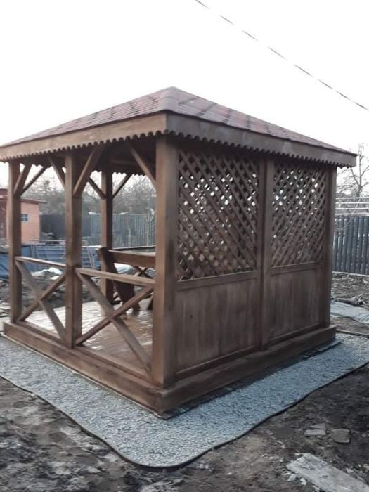 Альтанка дерев'яна бесідка_тераса_бесєдка_навіс_беседка_бісєдка