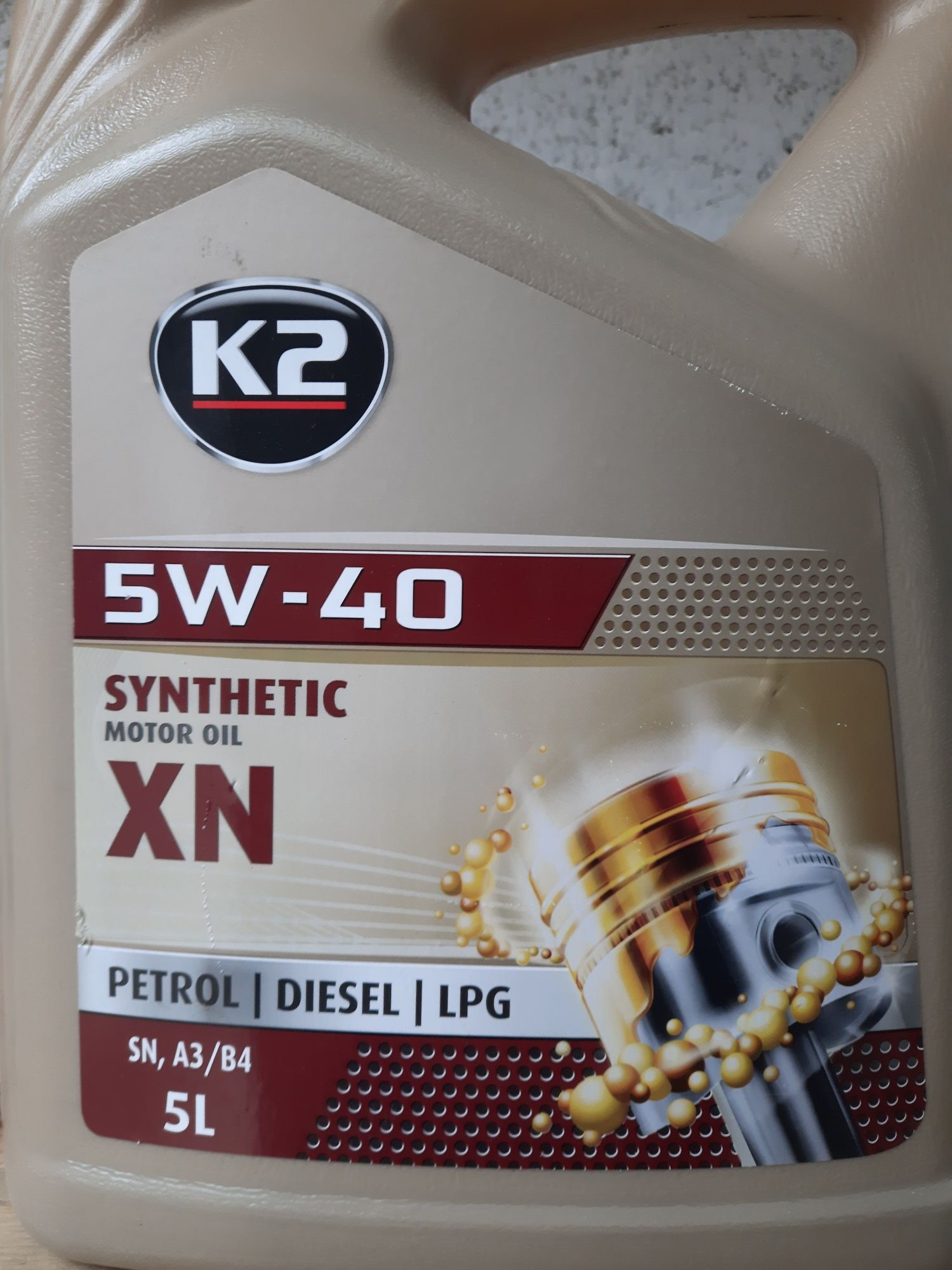 Масло моторное K2 SYNTHETIC MOTOR OIL SN/CF XN 5W-40 5 л