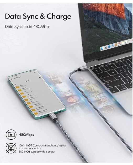Kabel JALIXI USB-C do USB-C o długości 6 m
