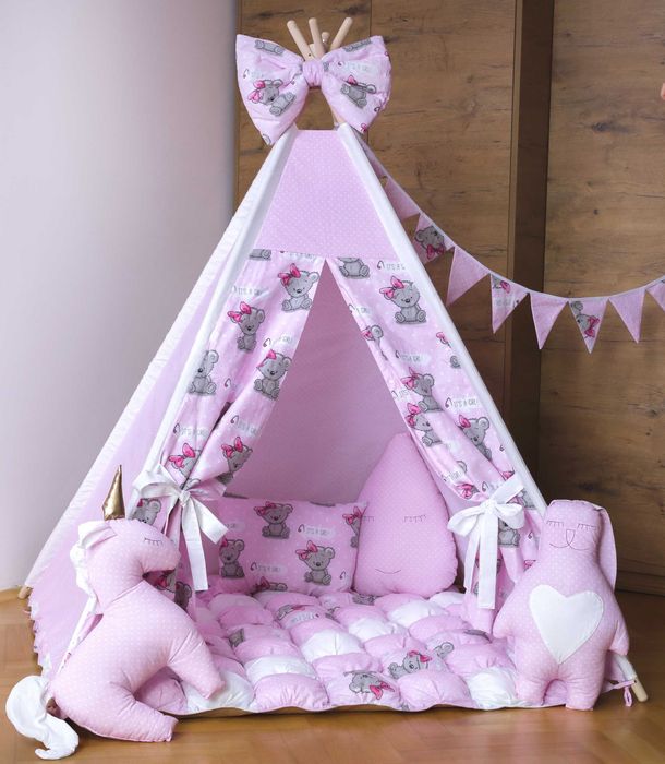 Namiot Tipi  Niedźwiedzia  Girl Wigwam dla dzieci z matą bonbon