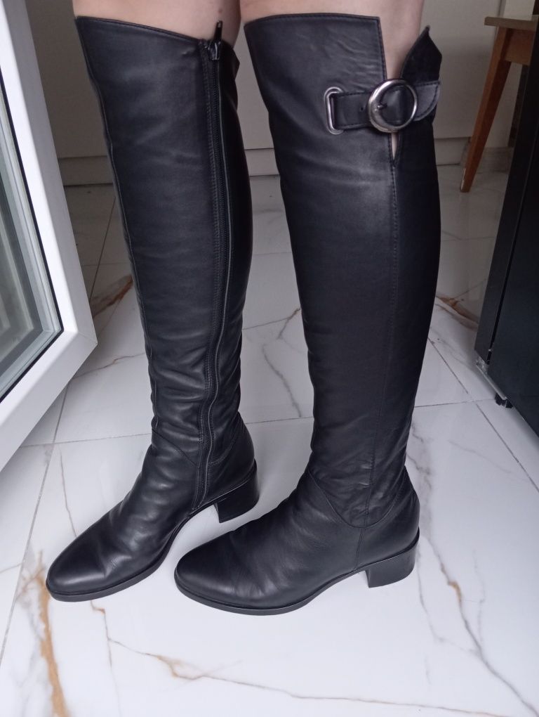 Buty kozaki skórzane r 37 za kolano