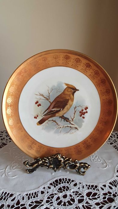 Prato Decorativo de Porcelana Hutschenreuther, Fabrico Alemão, a Oiro.