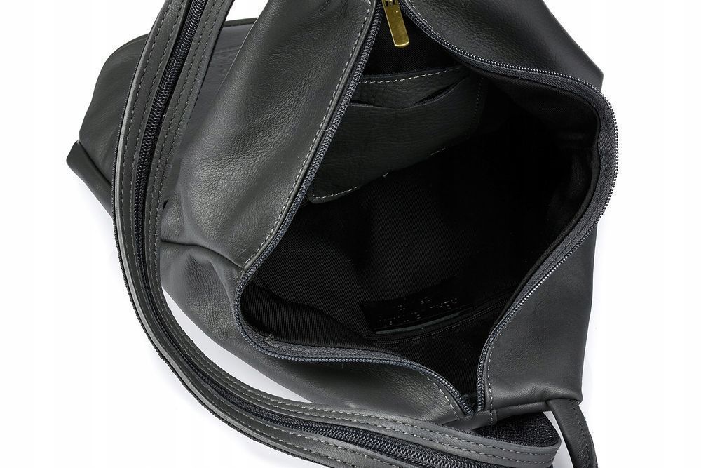 Szary Vera Pelle włoski Plecak Skórzany damski stylowy modny elegancki