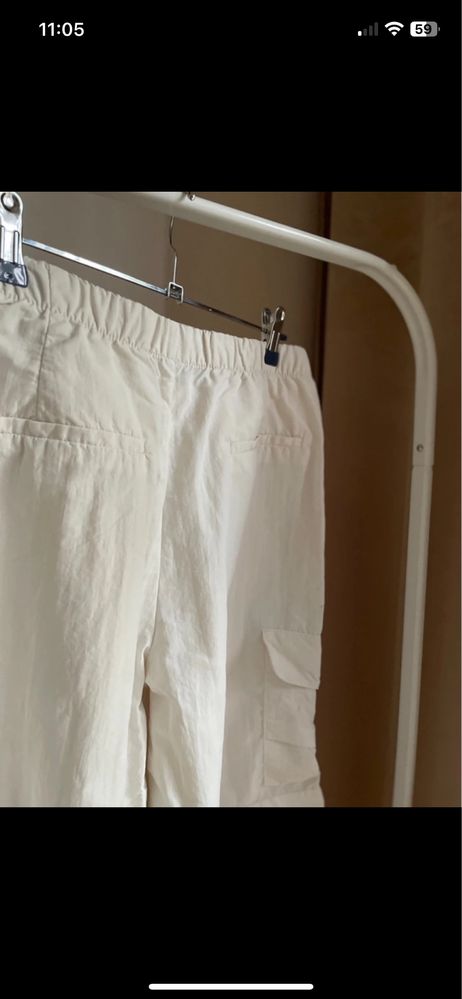 Spodnie cargo Zara S białe baggy baggie jesień zima