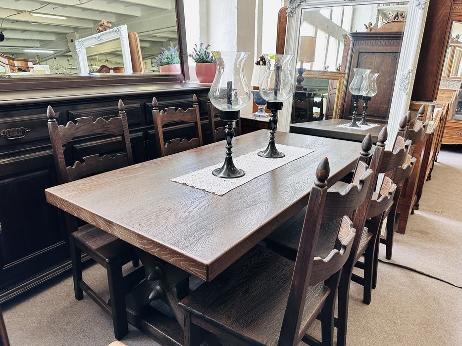 Do klimatycznego wnętrza :) Stół z 6 krzesłami SZCZOTKOWANE DREWNO DĄB