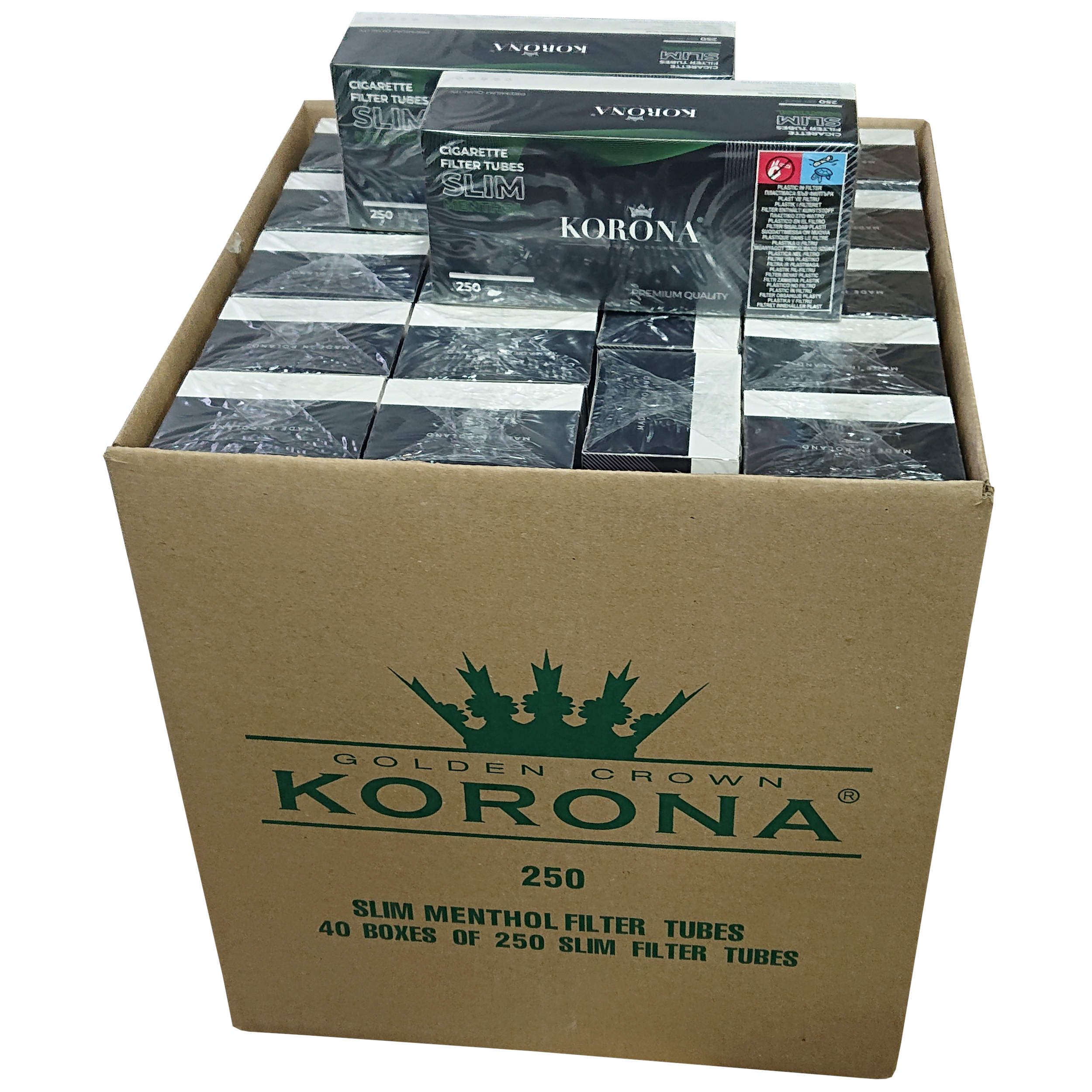 Gilza Korona cienka Slim Menthol 40 x 250 szt gilzy papierosowe