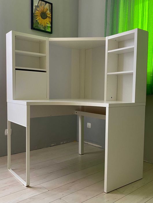 Ikea Micke biurko narożne z nadstawką białe