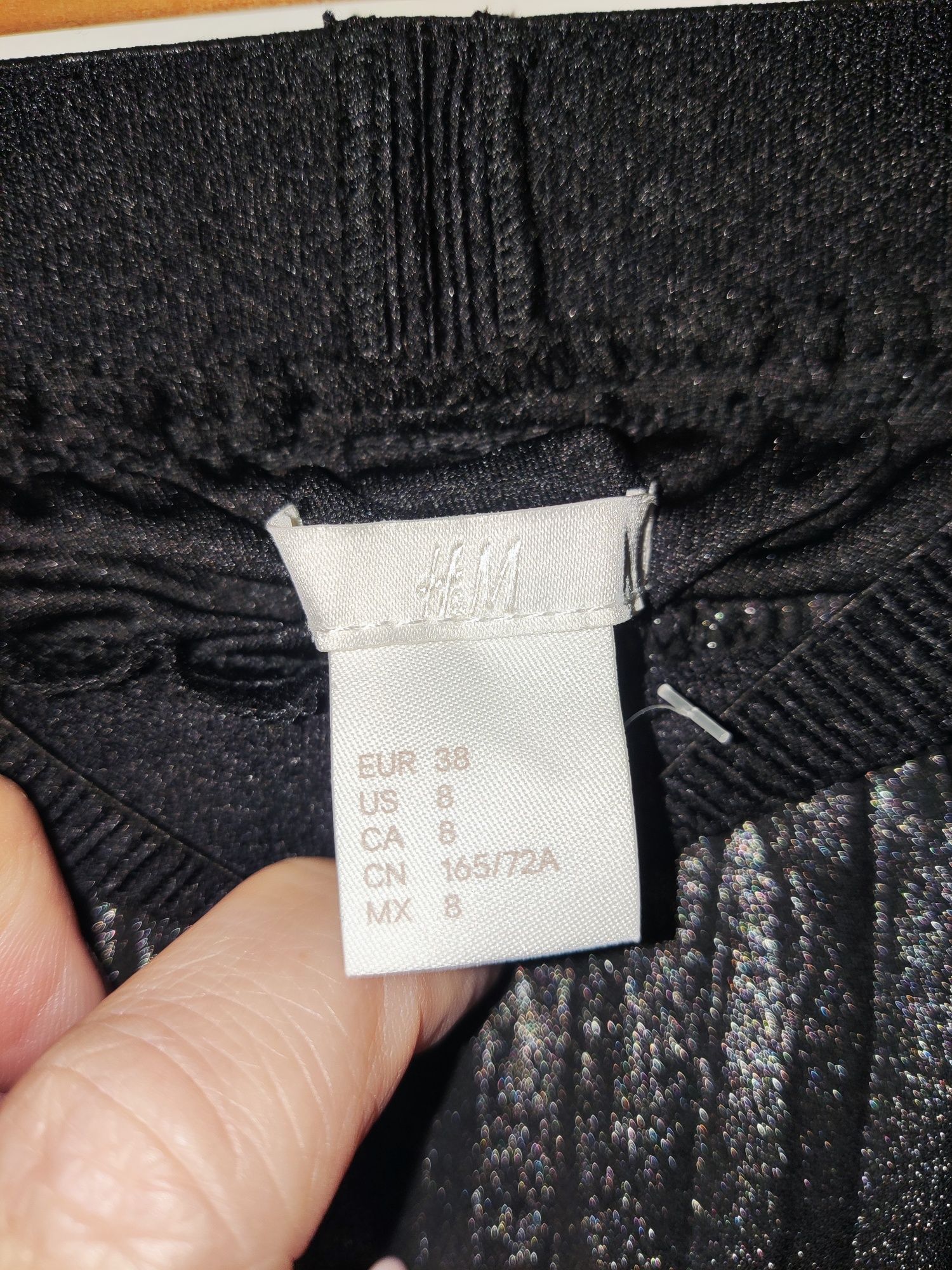 H&M spódnica plisowana czarna ze srebrem 38 M