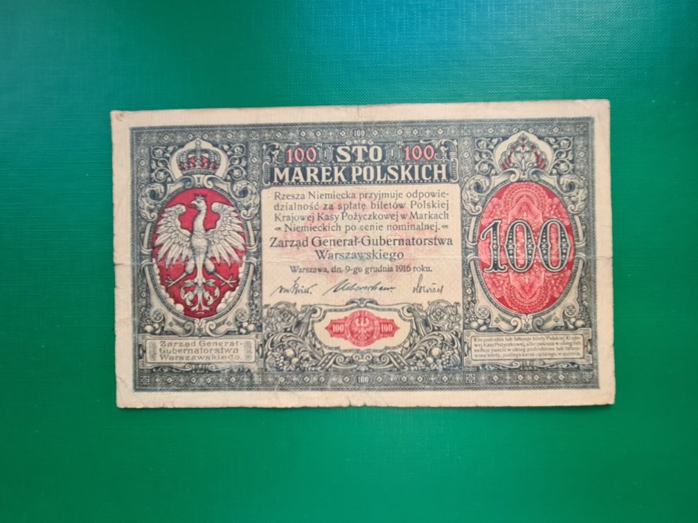 Sprzedam banknot 100 Marek Polskich 1916r, okazja