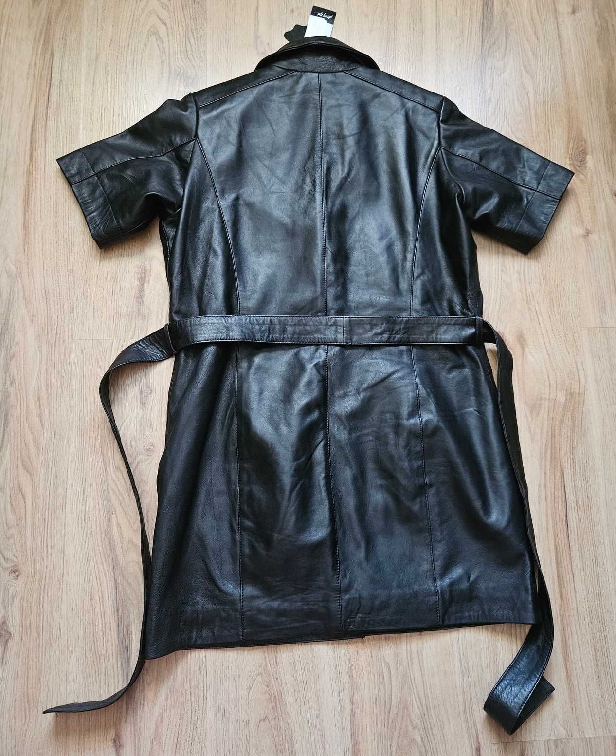 Sukienka skórzana koszulowa skóra naturalna oversize Nasty Gal